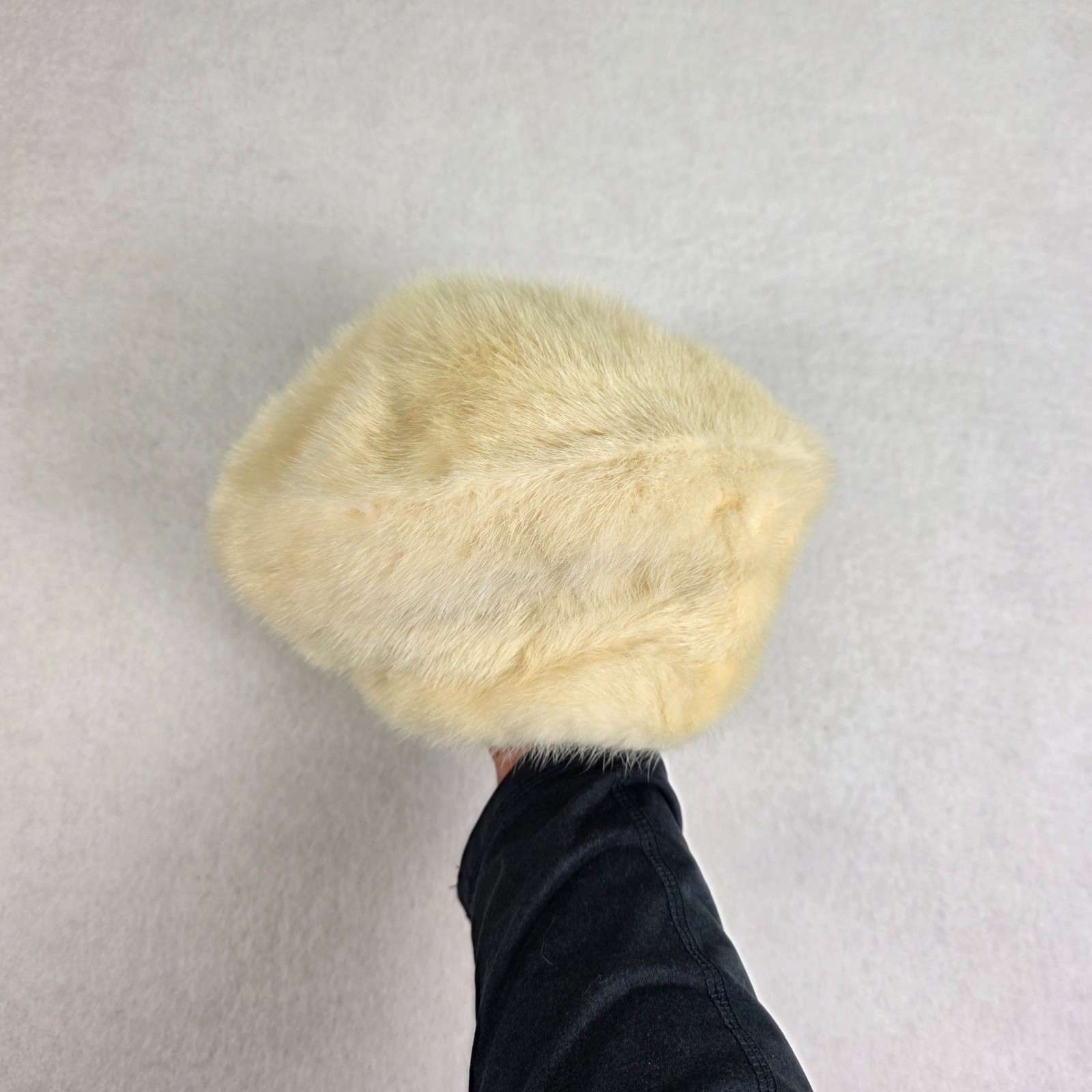 Vintage Ambrose New York for Lord & Taylor Salon Cream Fur Hat Satin  Lined