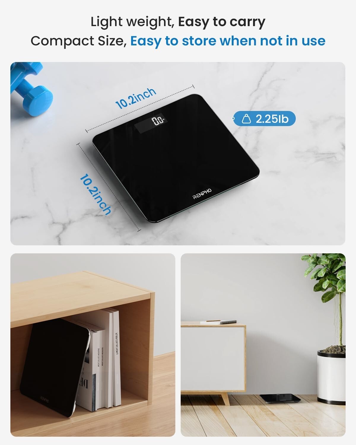 Digital Body Weight Bathroom Scale w/ Step-on Technology Battery Powered 400lbs