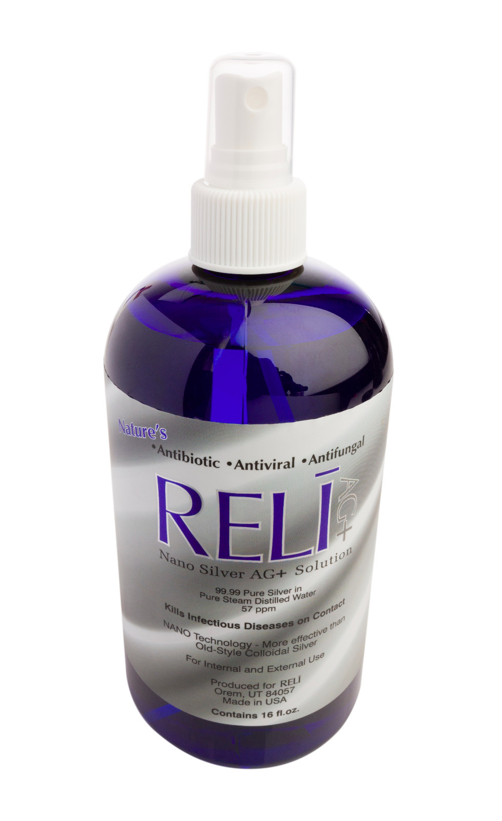 RELI NANO SILVER AG+ SOLUTION, 57 PPM, 4 - 16 oz bottles