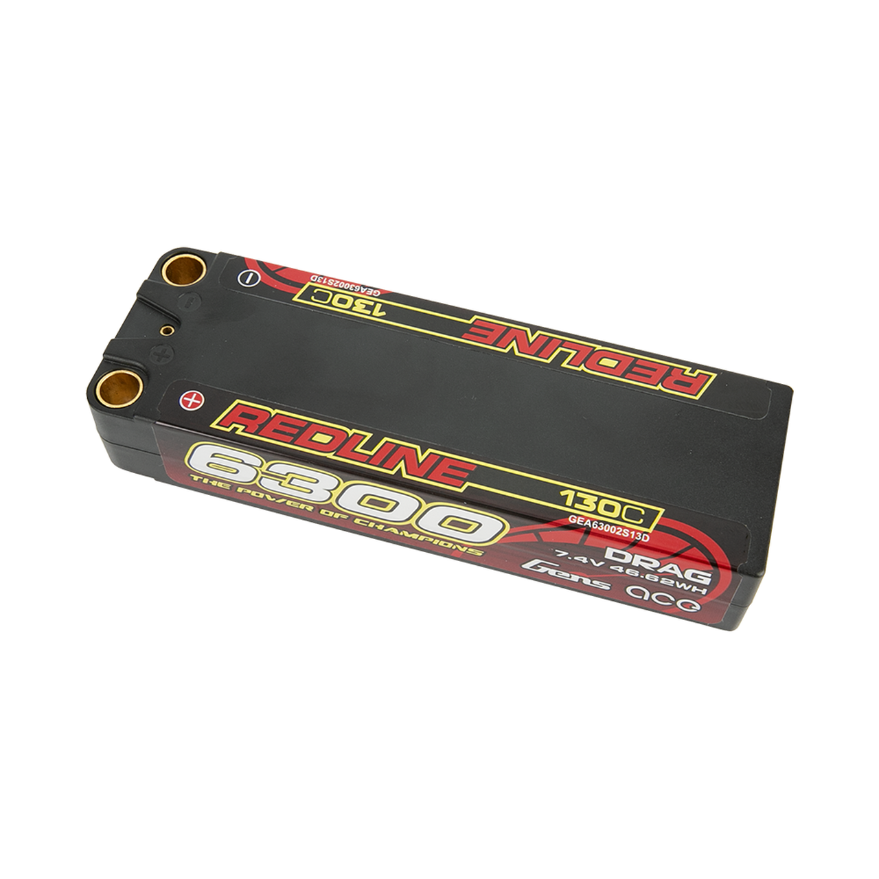 Gens Ace Redline 6300mAh 7.4V 130C 2S HardCase Lipo Battery For Drag Racing Car