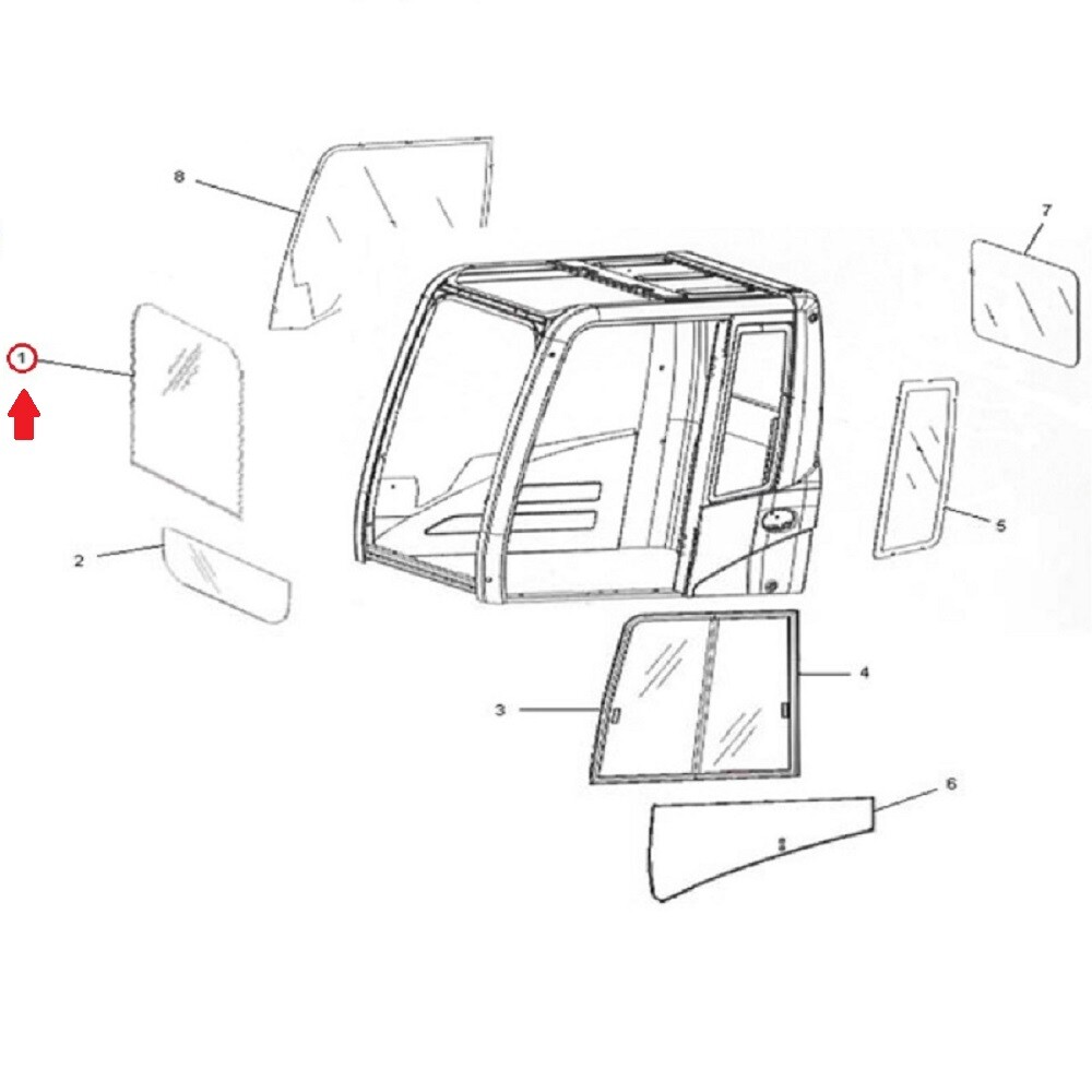 Front Upper Windshield Glass Fits Caterpillar Excavator 156-6472