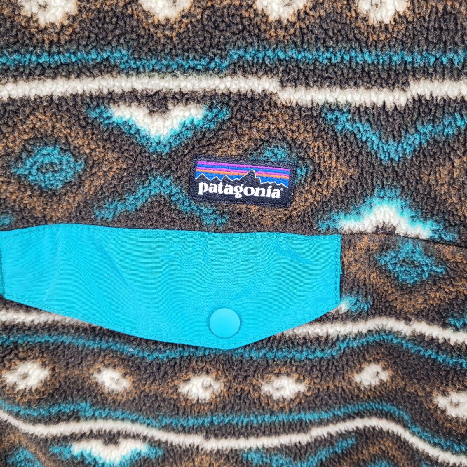 Vintage Patagonia Synchilla Fleece Men's Large Navajo Aztec Southwestern Teal
