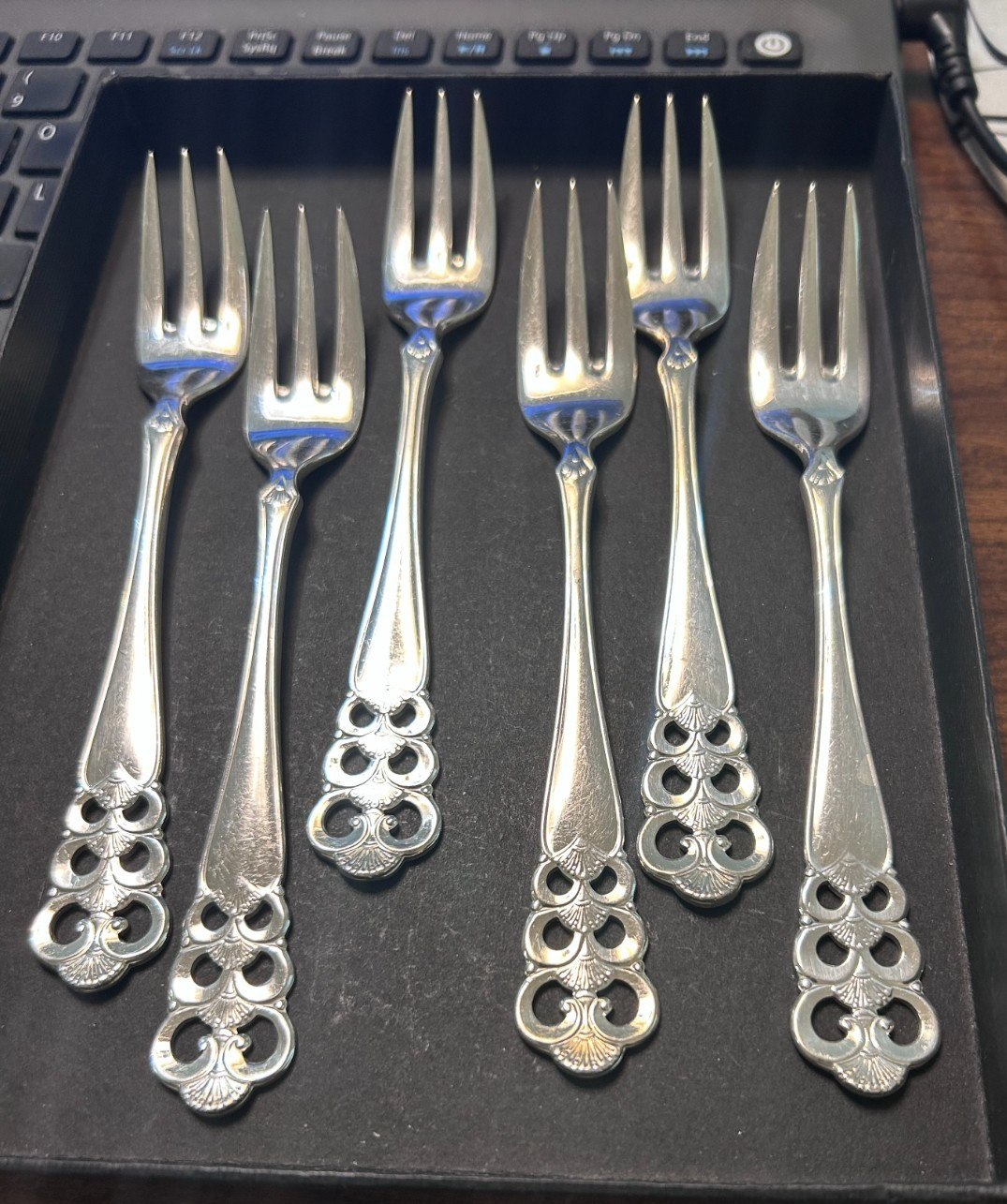 David Andersen Norrona Demitasse 6" fork set (6) D-A 60G Elegance Silver Plate