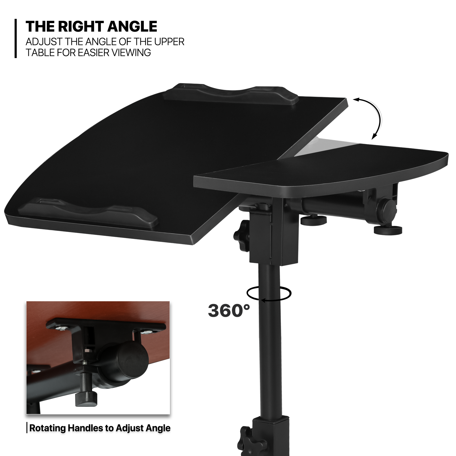 Rolling Swivel Laptop Desk [ADJUSTABLE HEIGHT & ANGLE] Table Portable Sofa Tray