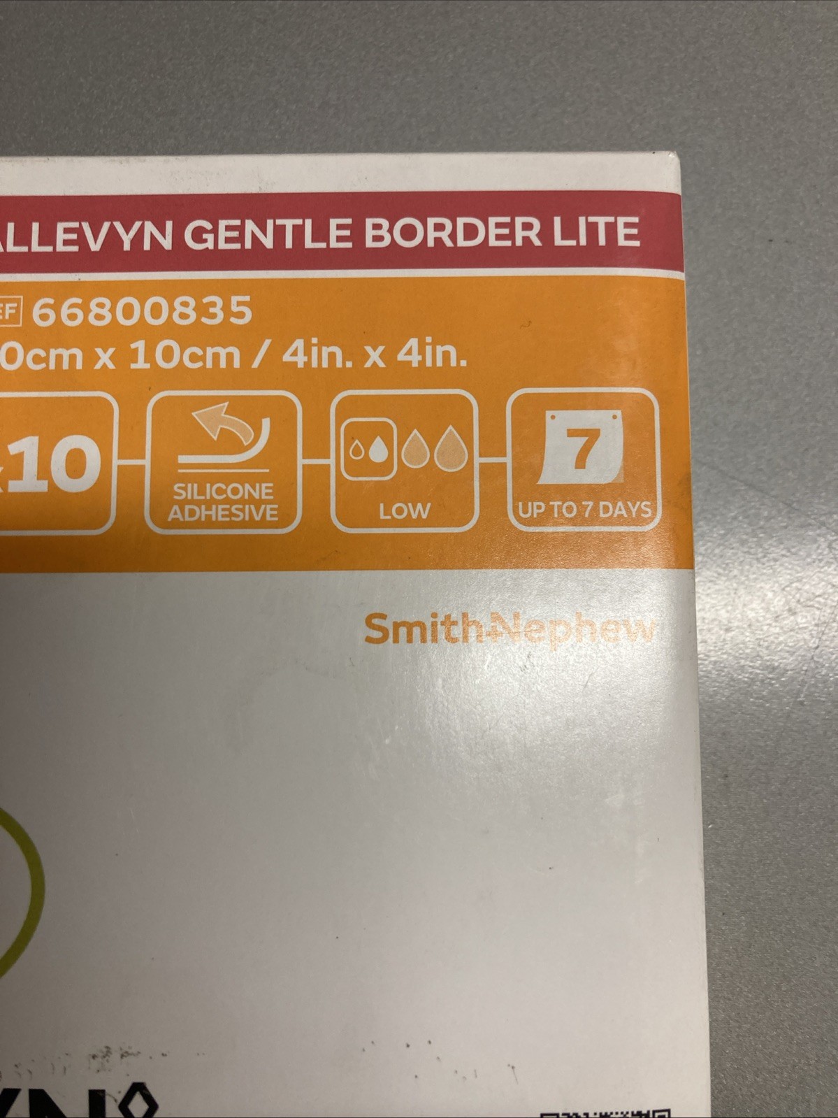 Allevyn Gentle Border Lite 4”x4” 10cmx10cm 66800835 Box Of 10 Exp 2026-05-01