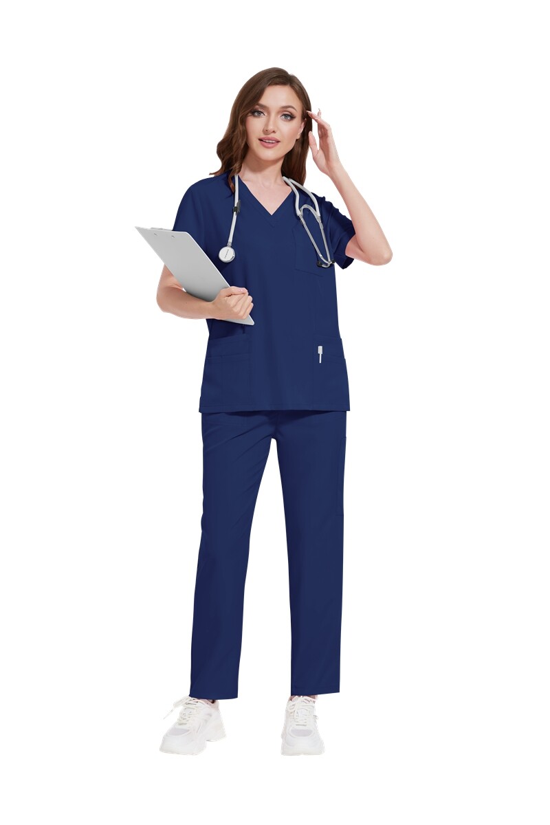 New Nurse Uniform Women Men Scrub Set V-Neck Top Straight Cargo Pants Summer