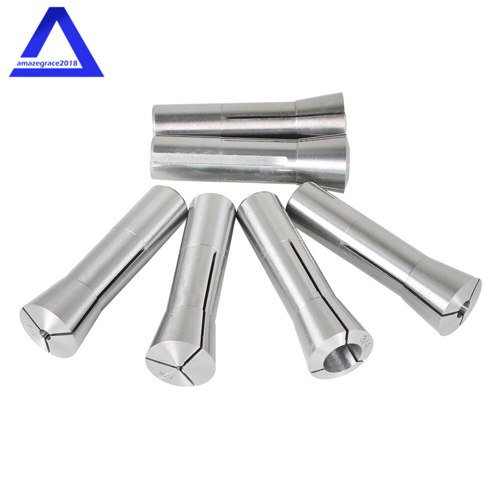 6Pcs 1/8" 1/4" 3/8" 1/2" 5/8" 3/4" Precision R8 Collet Set Mill Chuck Holder Kit