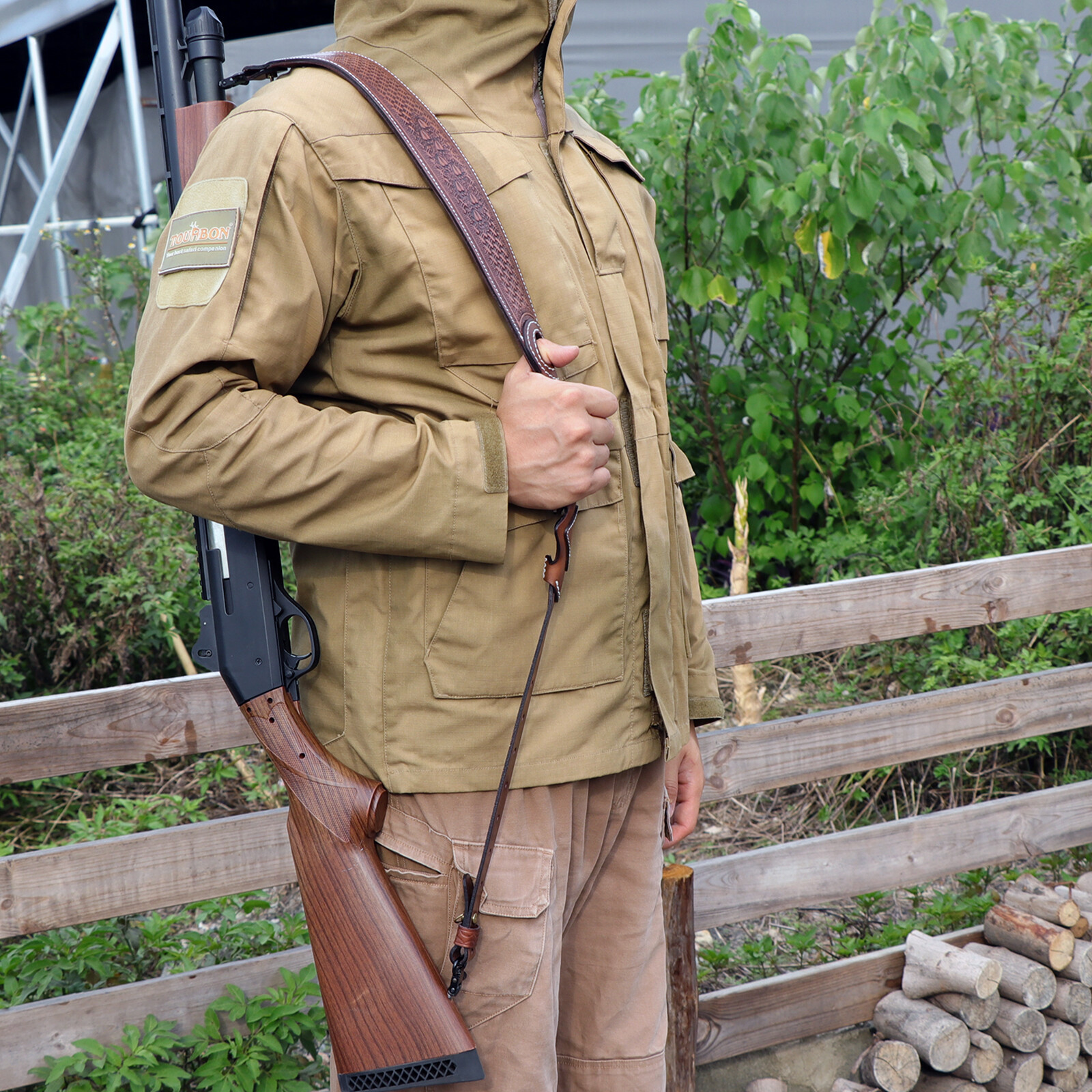 Tourbon Vintage Leather Rifle Sling Gun Carrying Strap Shooting Rest Adjustable