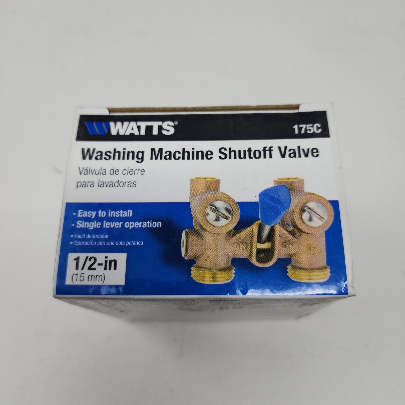 New Watts 175C Washing Machine Shutoff Valve Hot Cold brass 1/2 Inch, Lever