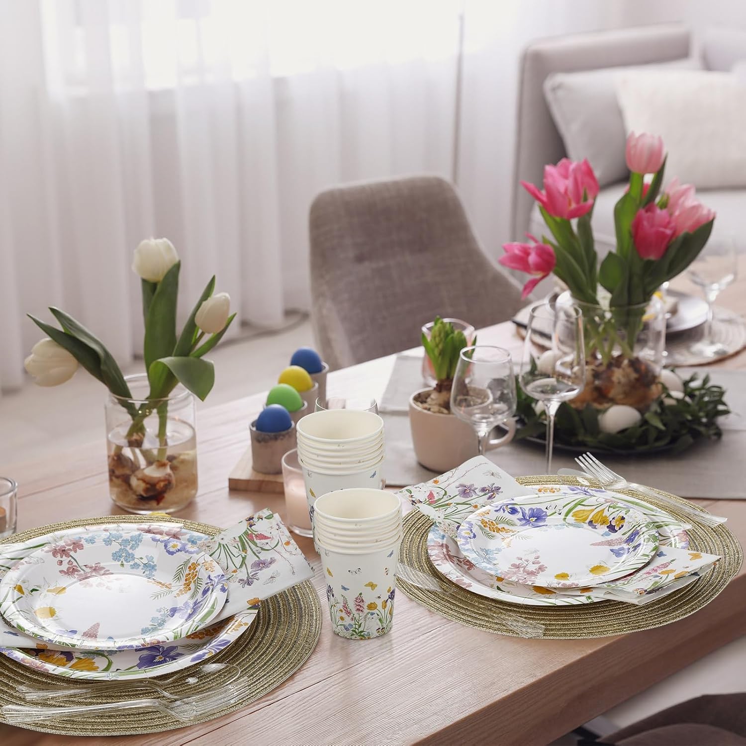 350 Pcs Floral Tableware for Birthday & Baby Shower Party 50 Guests