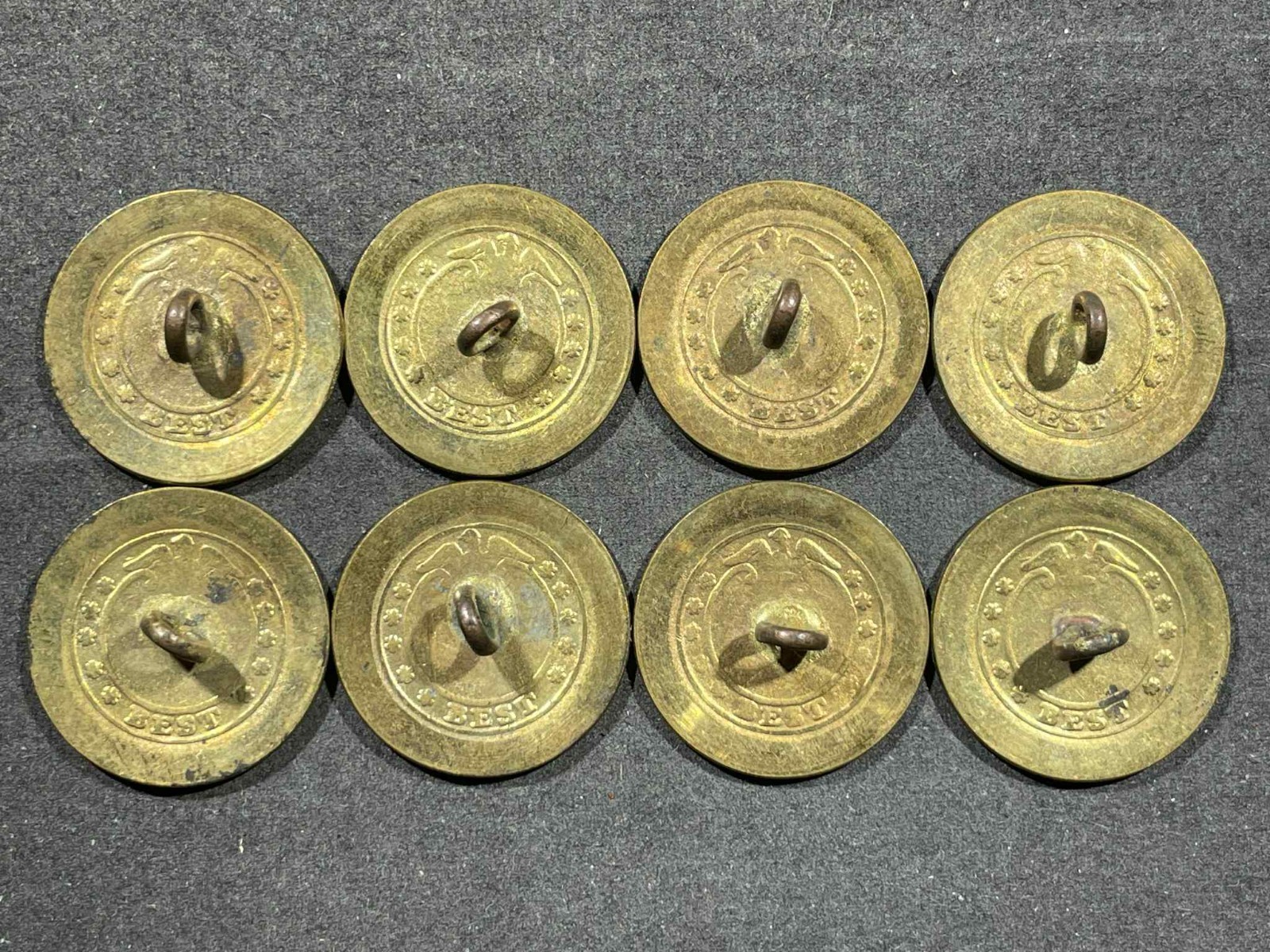 LOT x8 Civil War Era 1800s US Army Military / Civilian Flat Back Buttons 22 mm