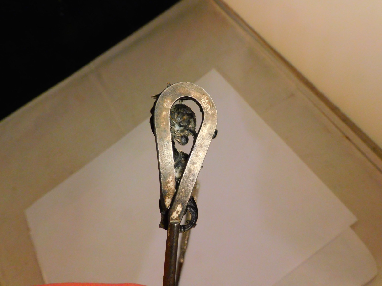 2 Vintage Metal Shoe Button or Glove Hooks Gargoyle & Etched Handles Unusual