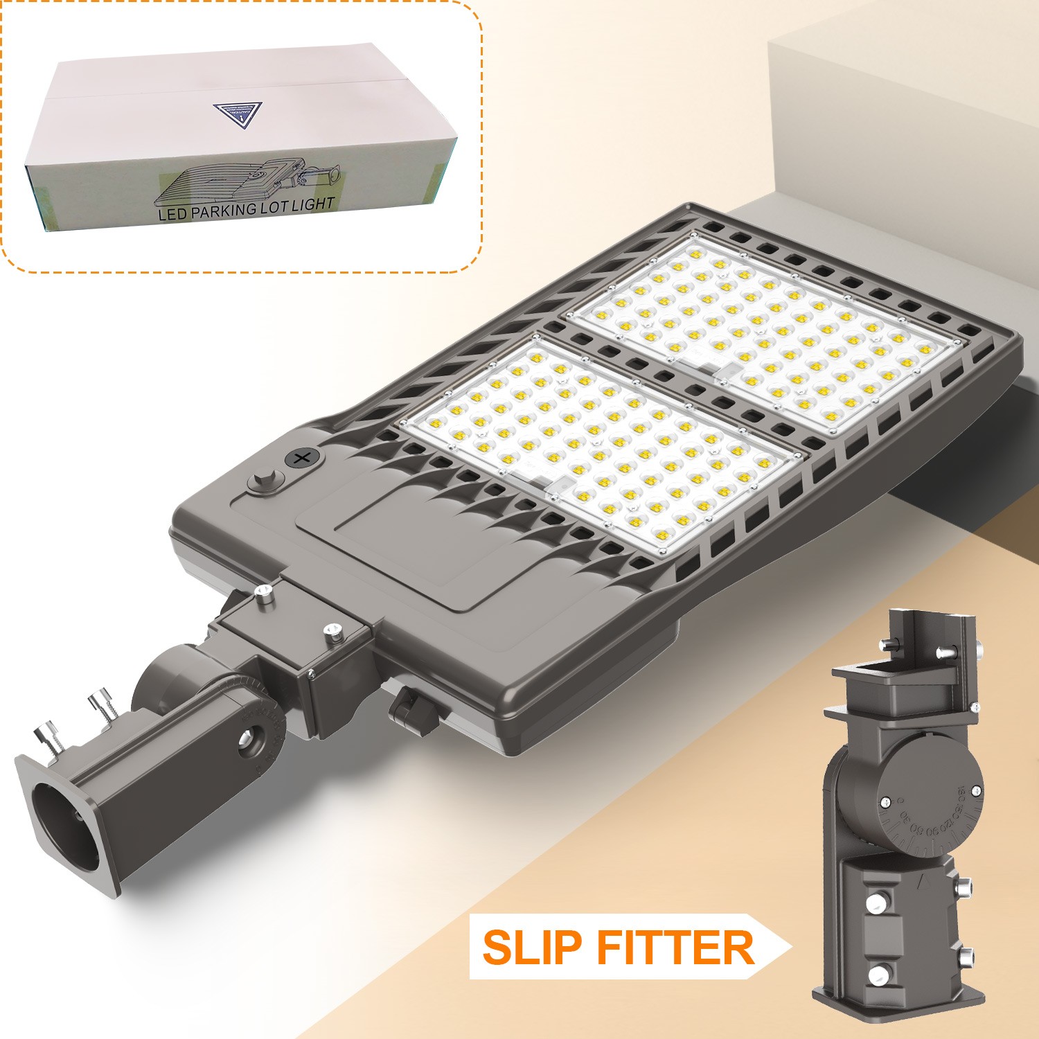 320W LED Parking Lot Light with Dusk-to-Dawn Photocell Commercial Street Lights