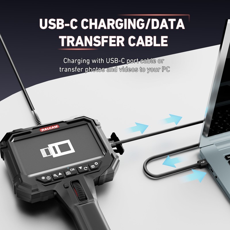 Ralcam Two-Way Borescope 5.5mm Industrial Endoscope Camera with Light 5ftFlexibl