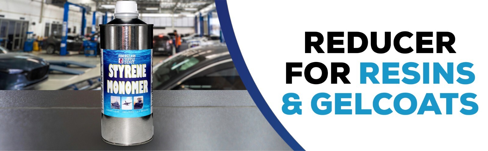 STYRENE MONOMER Resin/Gel Coat Thinner -BOAT-MARINE-PAINT-FIBERGLASS - Quart