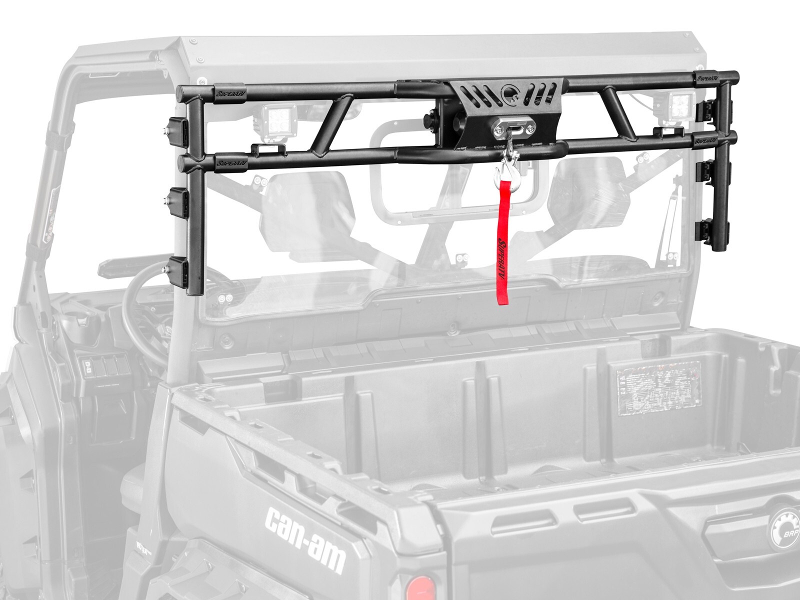 SuperATV Game Loader Rack for Can-Am Defender (with OEM Glass Installed)
