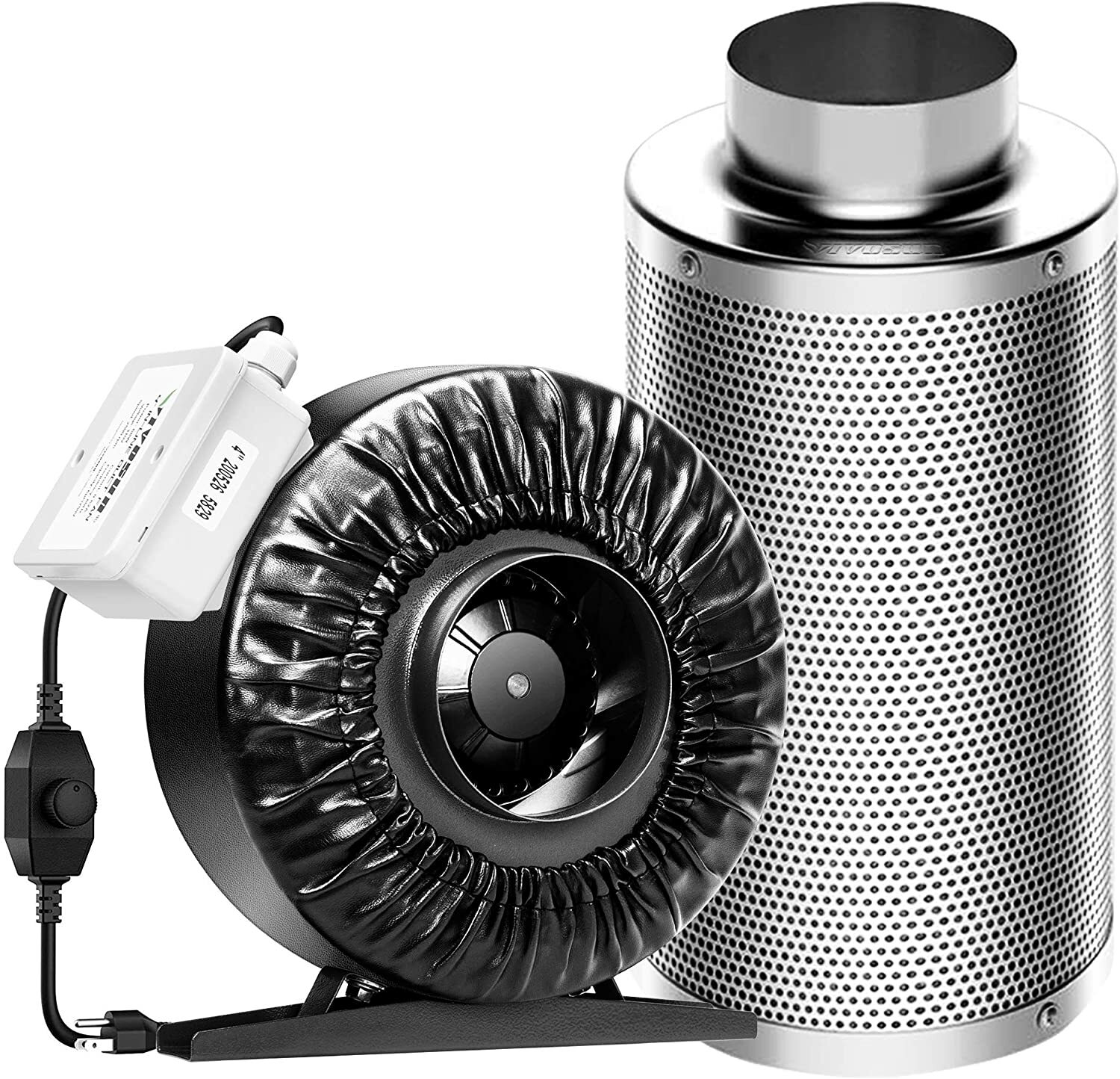 VIVOSUN Air Filtration Kit 4/6/8 Inch Inline Fan w/Speed Control,Carbon Filter