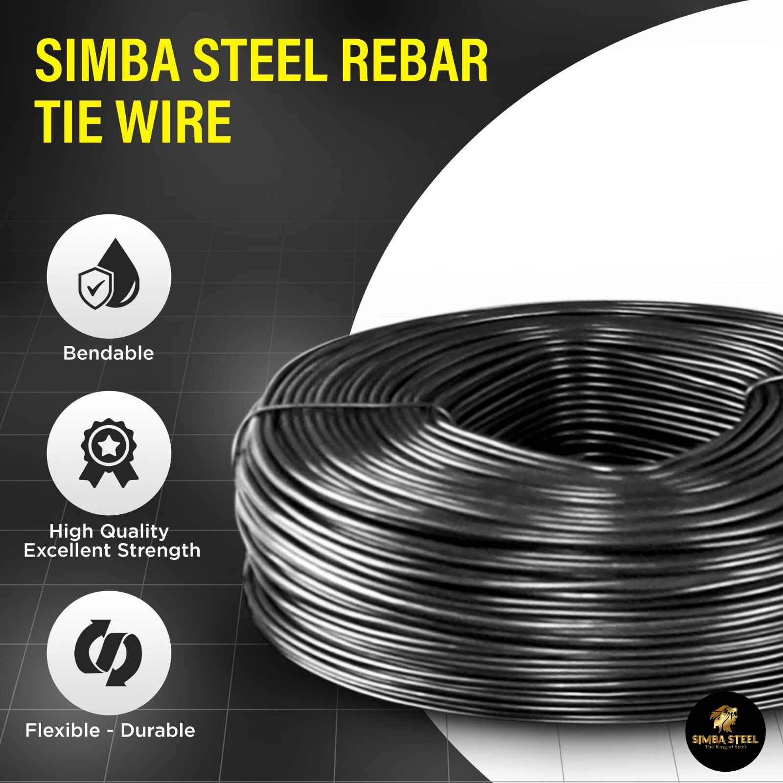 Lot of 10 x 3.5 lb Black Annealed Rebar Tie Wire 16 Gauge, (3300ft) SIMBA STEEL
