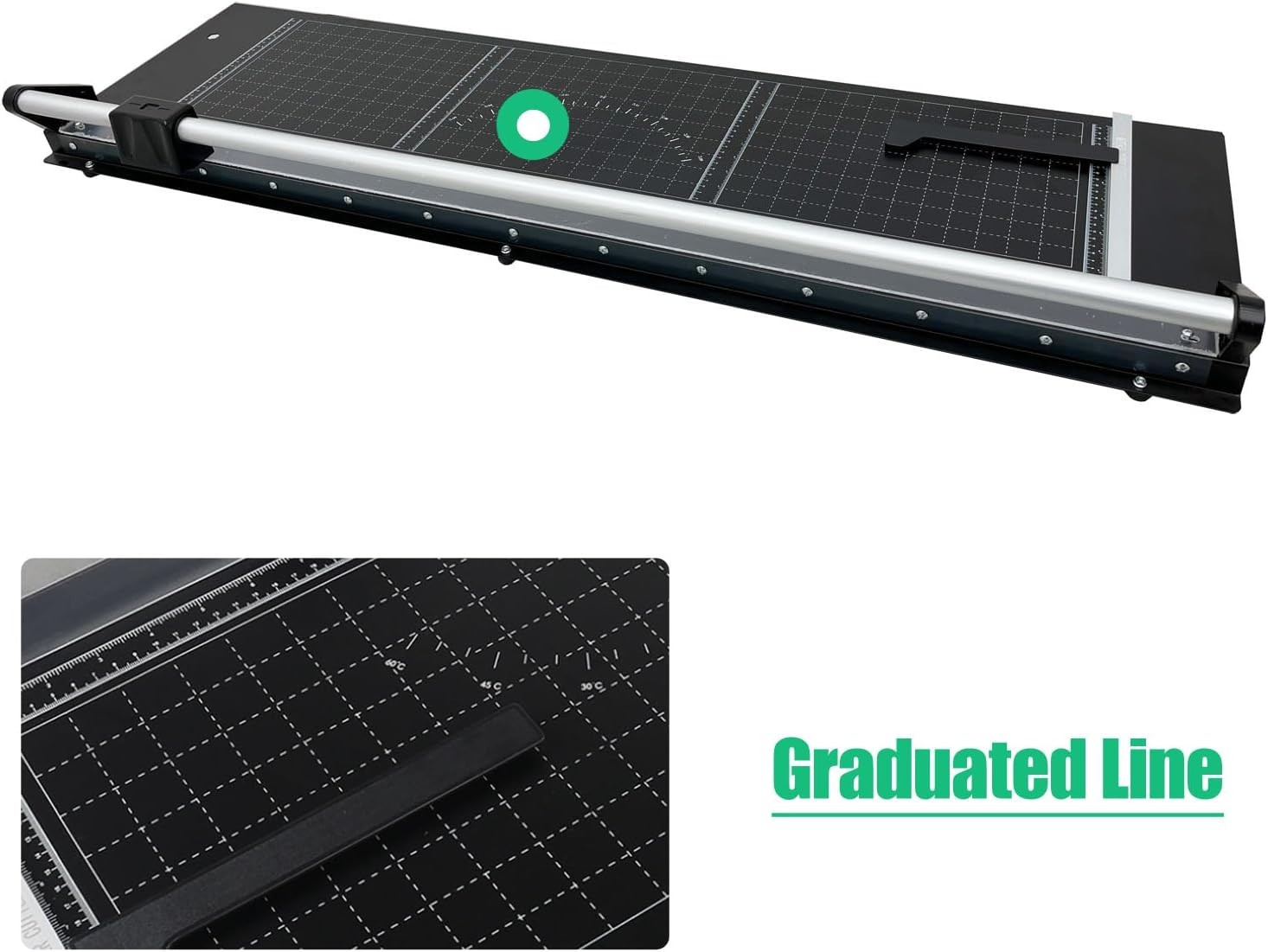 Rotary Paper Trimmer, 48" Cut Length Paper Cutter w/2 Spare Blades, Angle Line