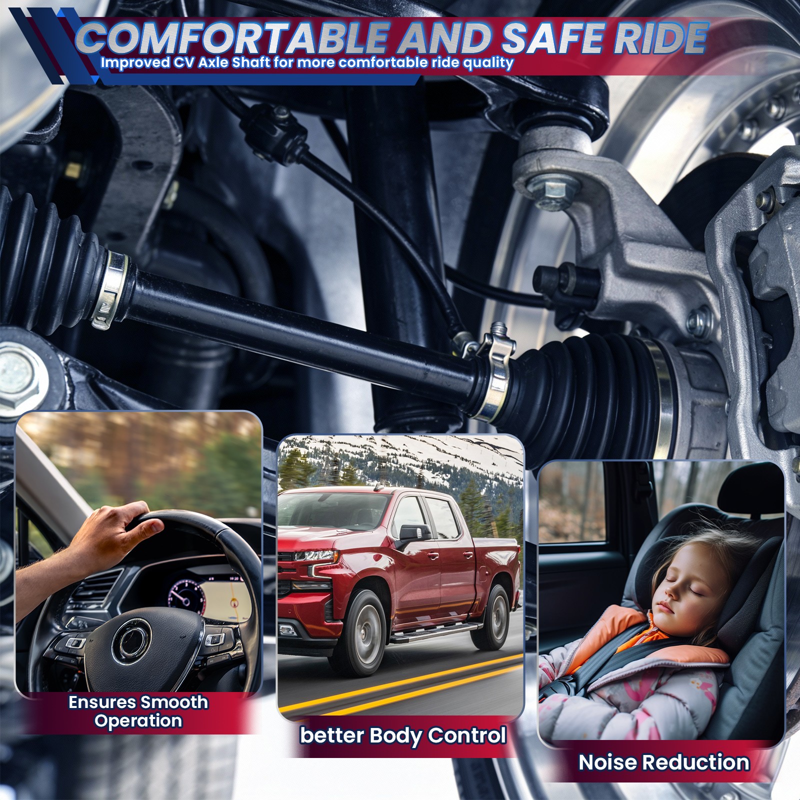 2PCS 4WD 6 LUGFront CV Axle Shaft For GMC Sierra Chevy Silverado Suburban 1500