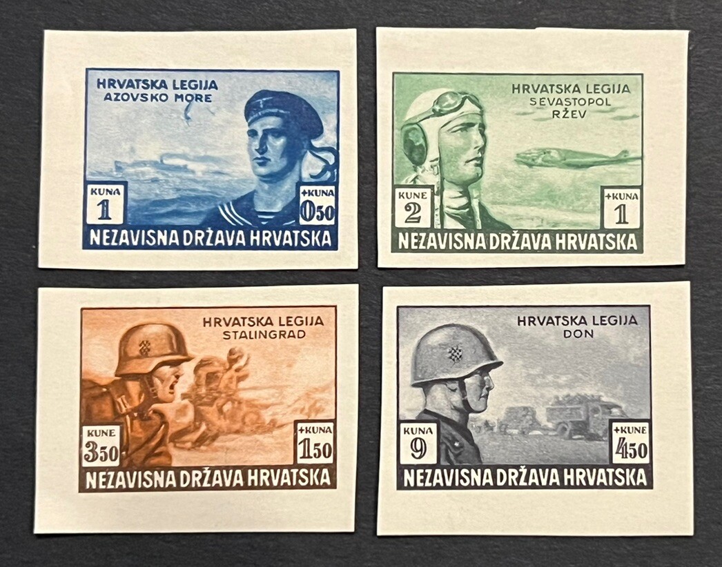 Travelstamps: 1943 Croatia Stamps Scott #B33-B36 Imperfs Russian Legion MNH OG
