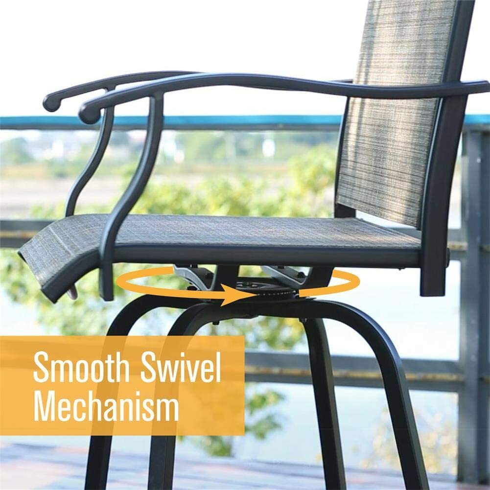Outdoor Patio Chairs Set of 2 Swivel Bar Stools Bar Height Bistro Barstools