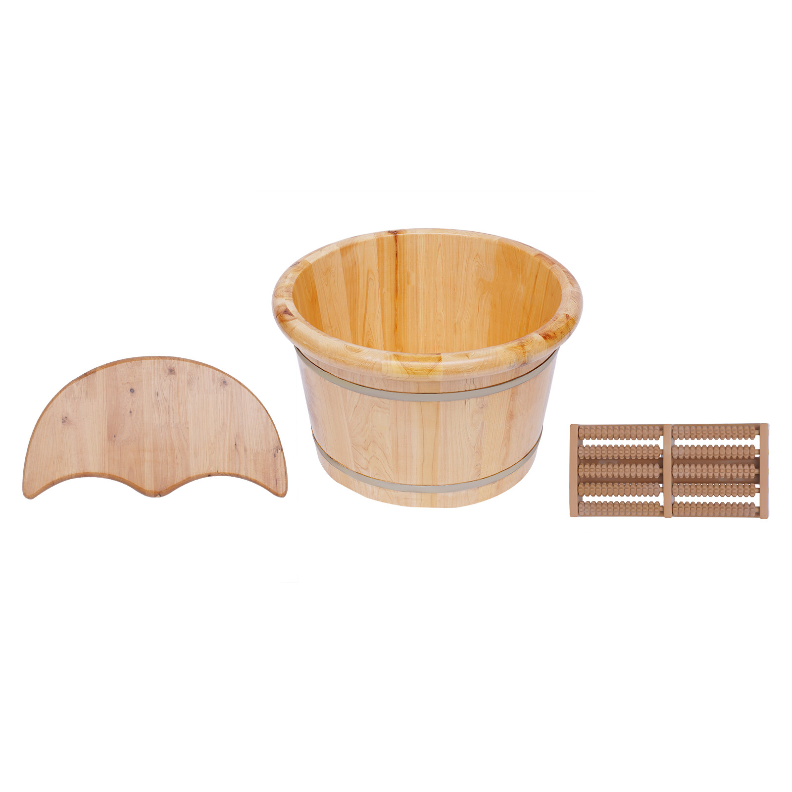 Cedar Wood Foot Basin Wooden Bucket Foot Bath Massage Plus Cover Plate +Massager