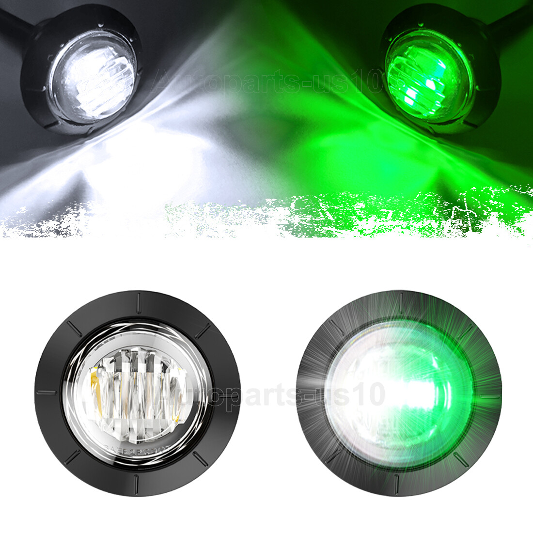 Dual Color LED Marker Lights Round 3/4"Truck Trailer Side Clearance Light Bullet