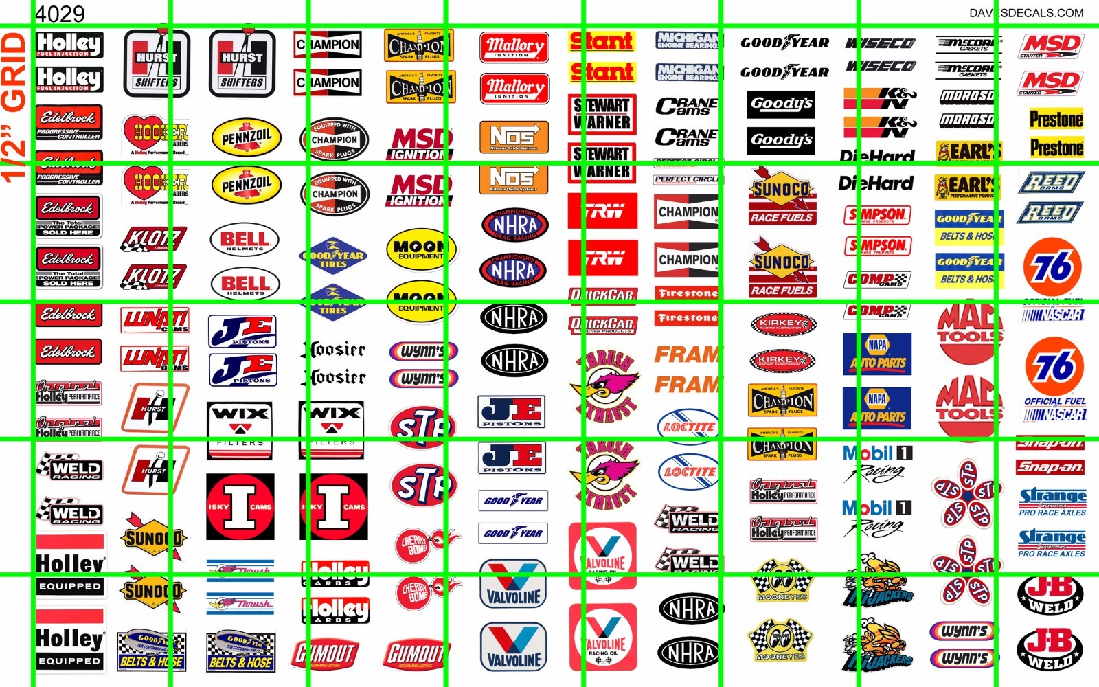 4029 DAVE'S DECALS HALF SET ASST'D RACING HOT ROD DECALS 1/4" WIDTH