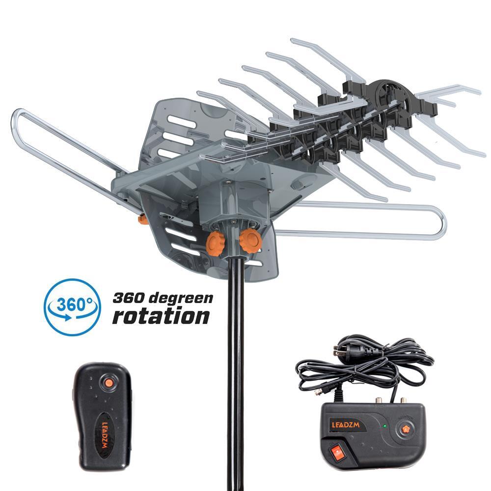 480Miles Outdoor TV Antenna Motorized Amplified HD TV 1080P 4K V/U 360° Rotation