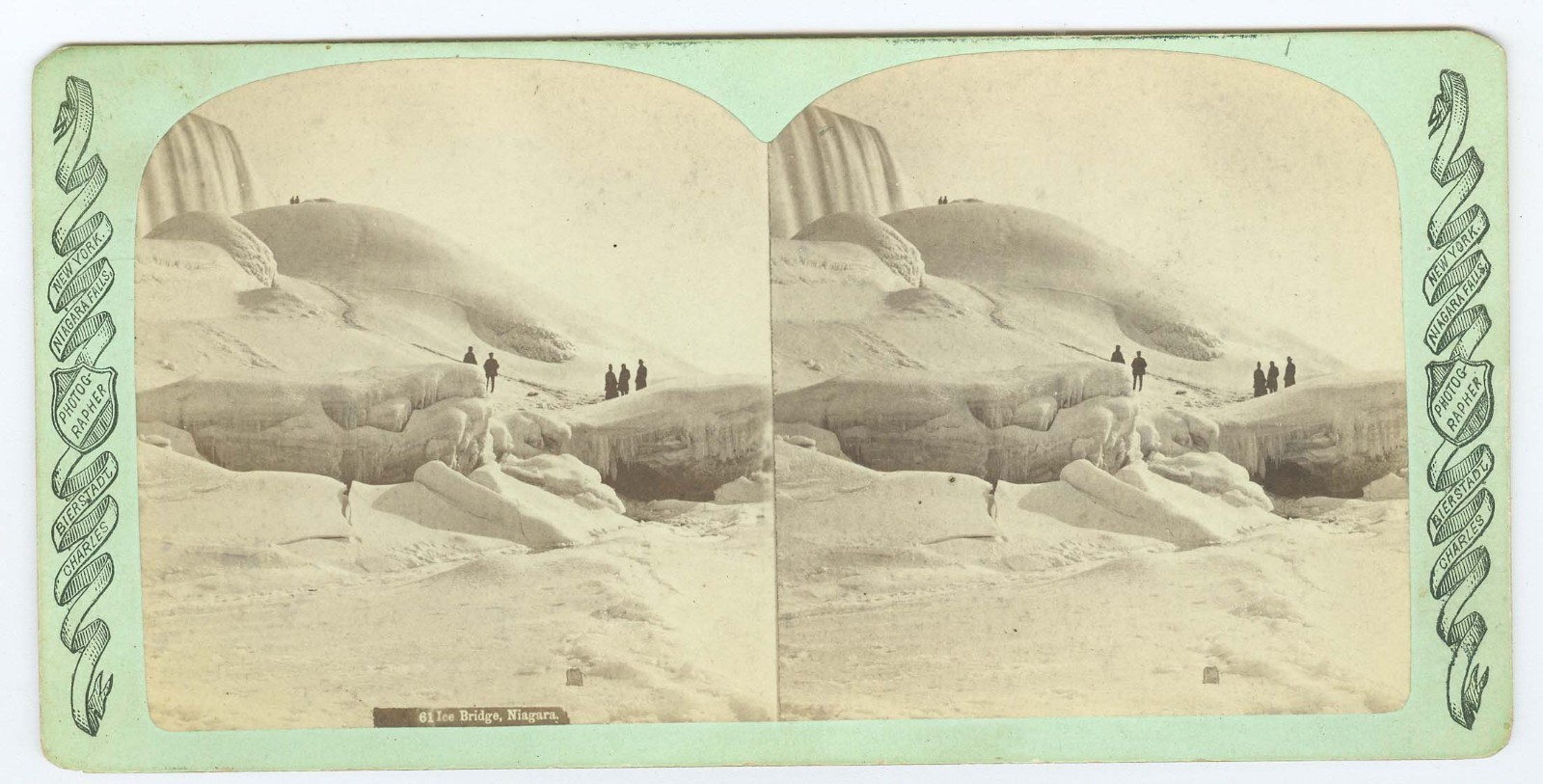 G2214~ NIAGARA Winter Ice Bridge 1870s Stereoview - Bierstadt