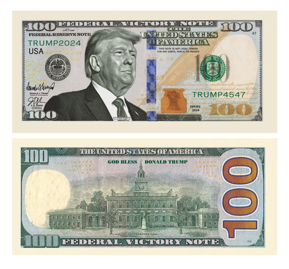 Donald Trump Victory 45-47 President Hundred Dollar US Novelty Bill with Holder