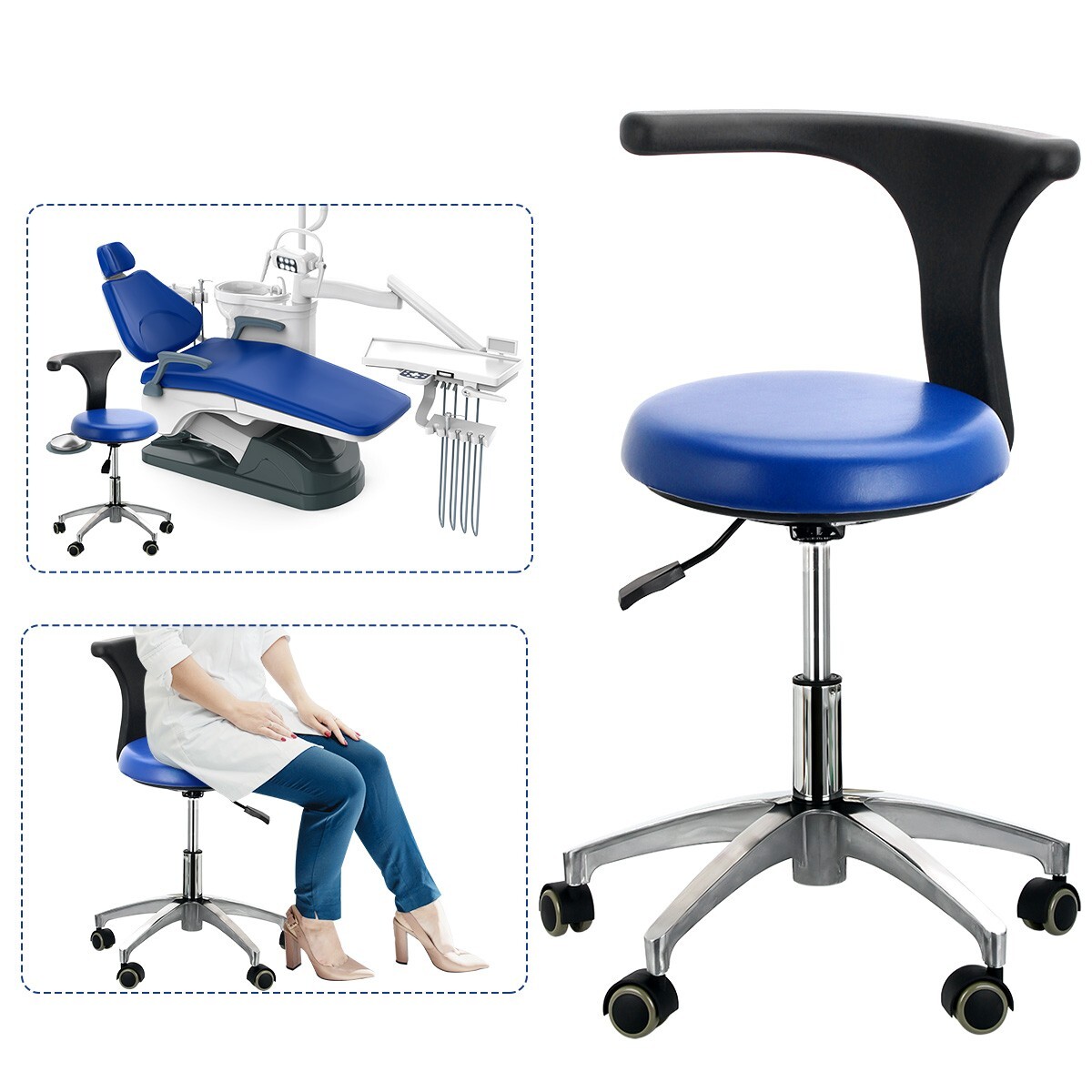 Unidad de Silla Dental Sillon Motor DC Cuero Duro PU/Kit de Pieza de Mano USA
