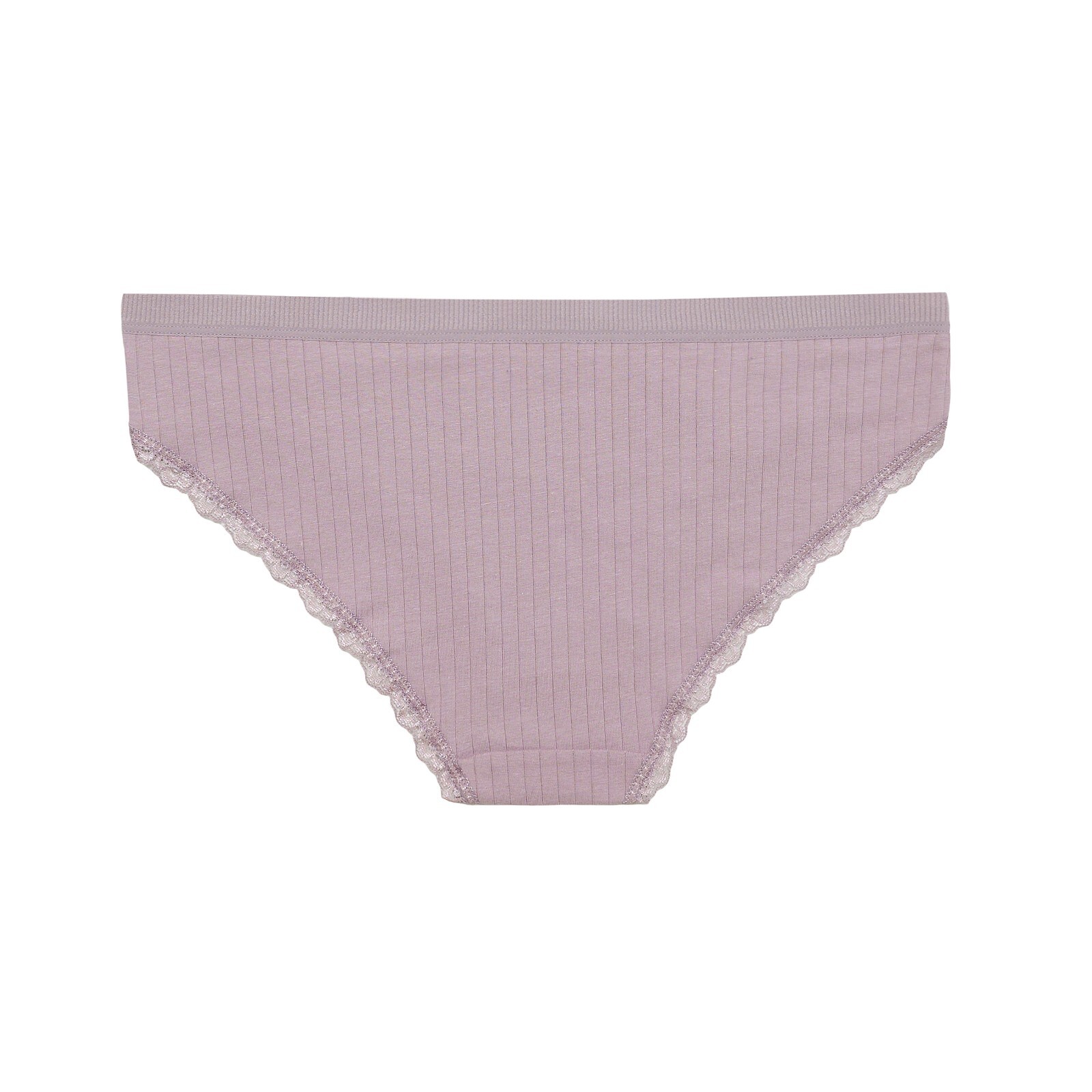 Nabtos Ribbed Cotton Bikini Panties Women Underwear Lace Trim Low Rise Pack 6