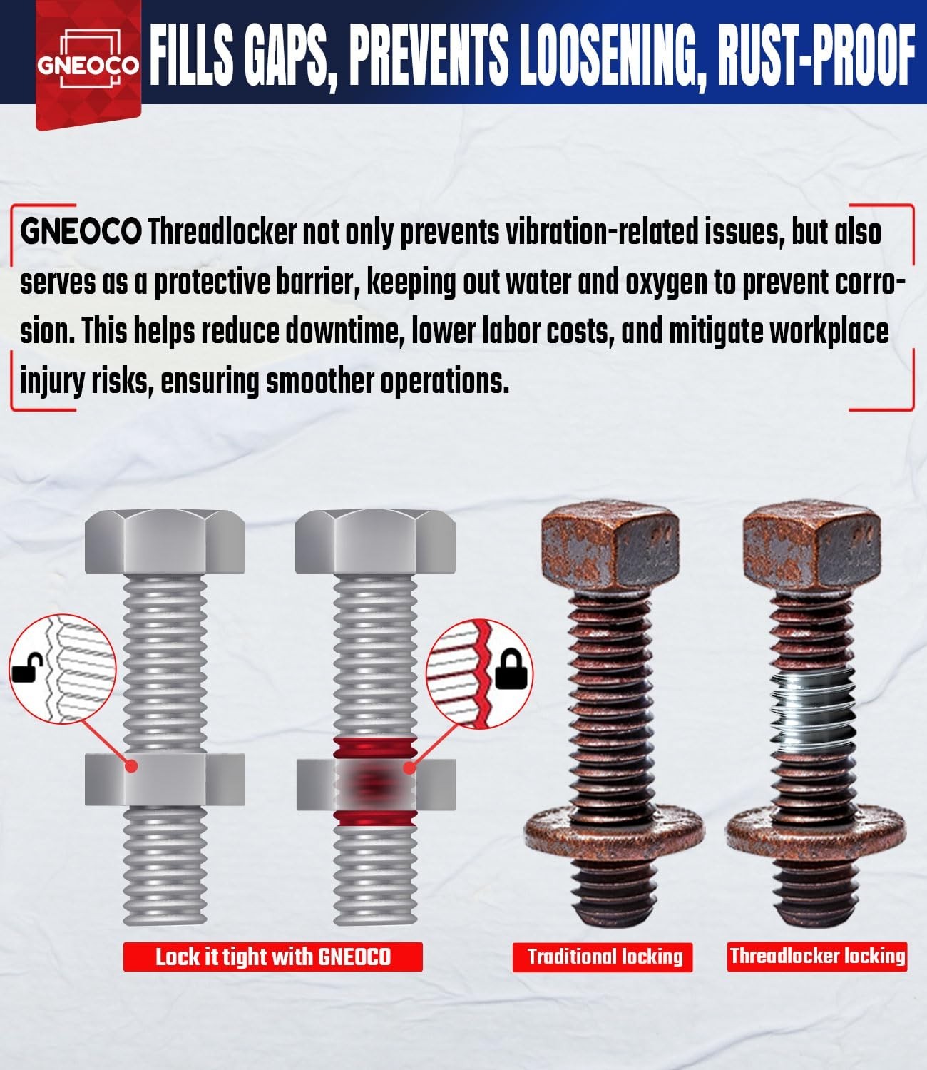 Threadlocker Red, Thread Lock High Strength Lock Tight for Nuts, Bolts, Fastener