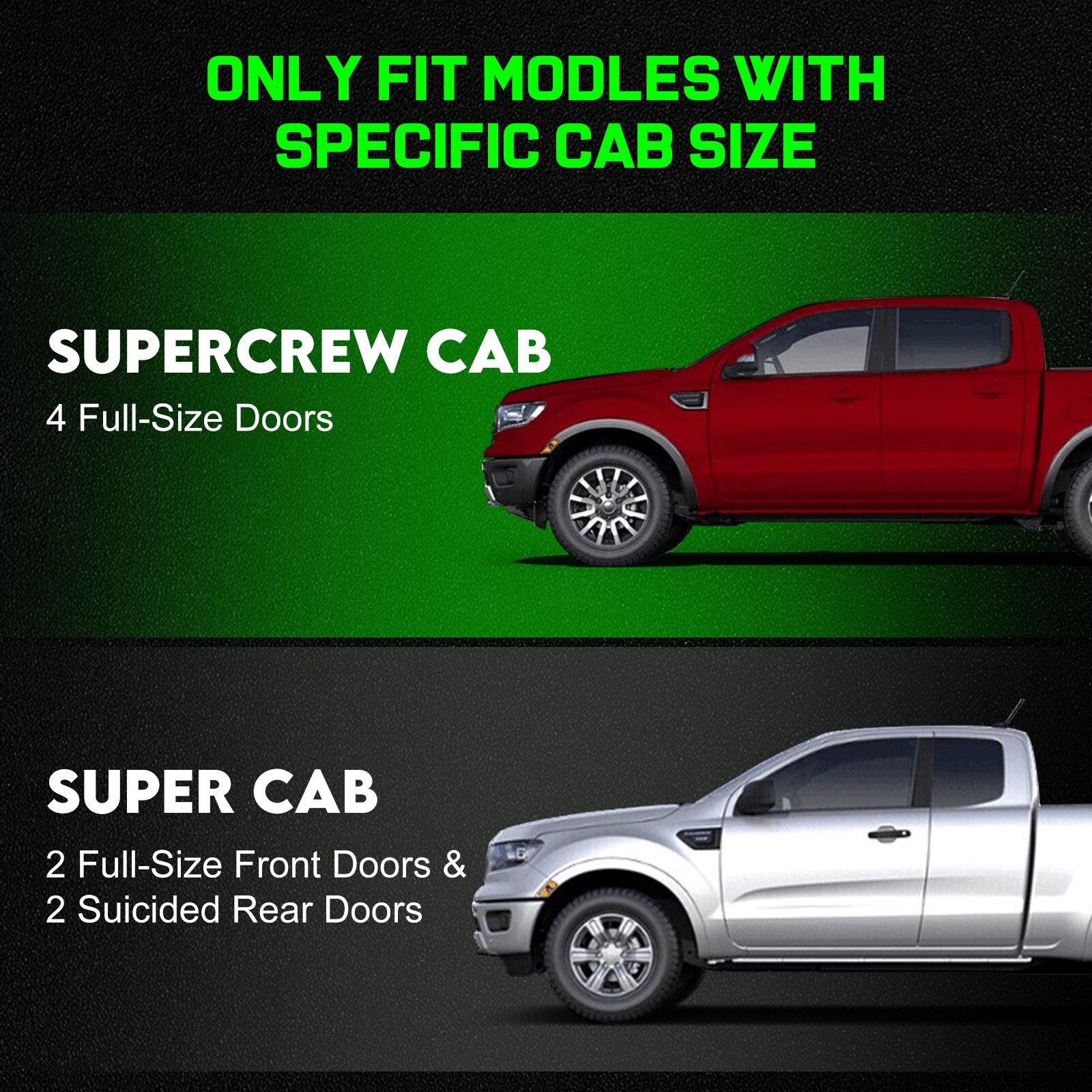 FIT 19-25 Ford Ranger super crew cab 6 inch Nerf Bar Running Boards Pickup BLK H