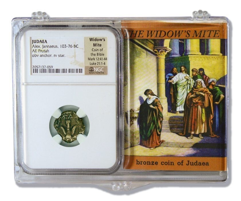 Widows Mite NGC Certified * Excellent * Judean Prutah 103-76 BC w/ BOX and COA
