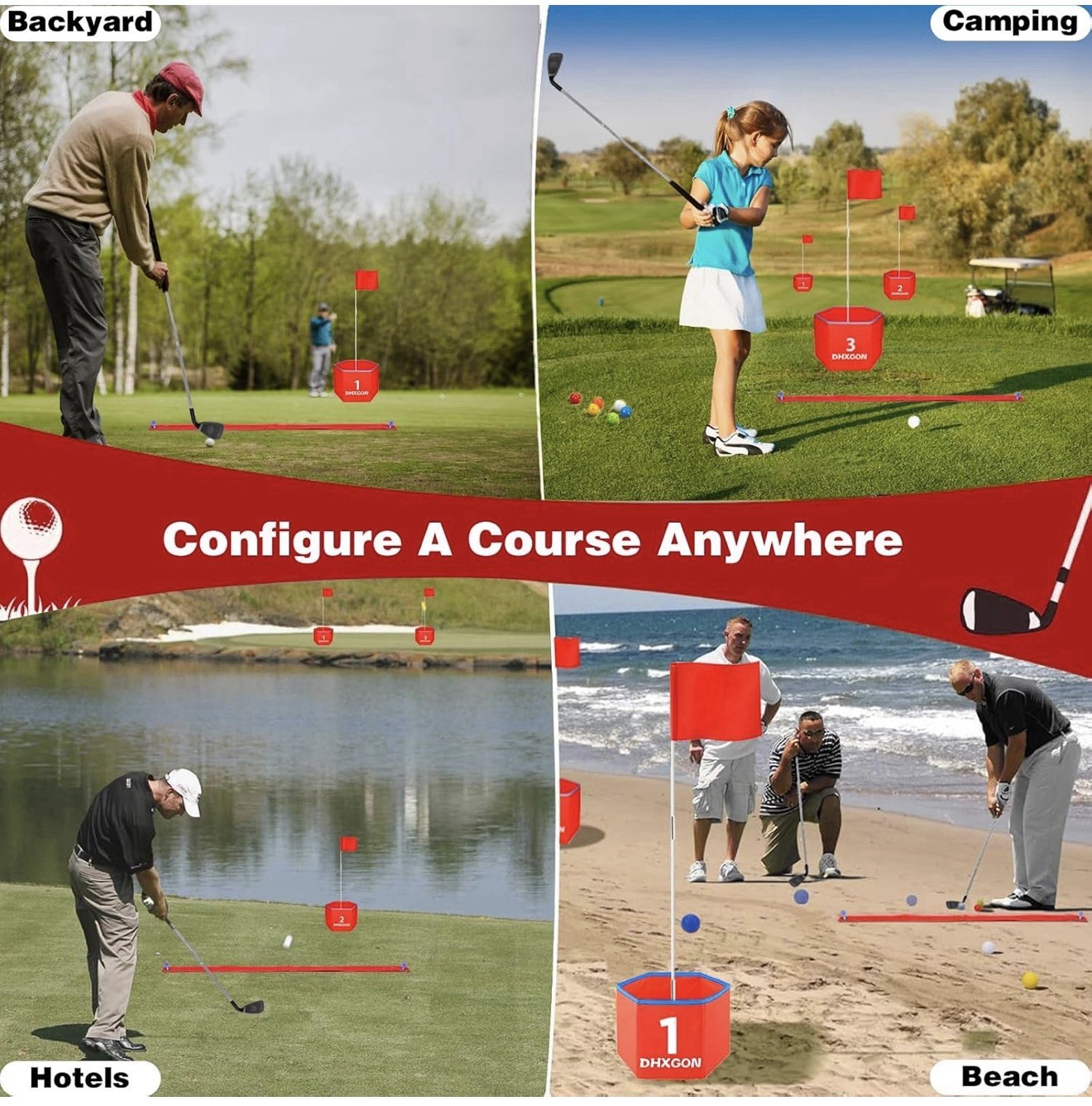 Backyard Golf Game with 2 Clubs, Portable 9 Hole Golf Course