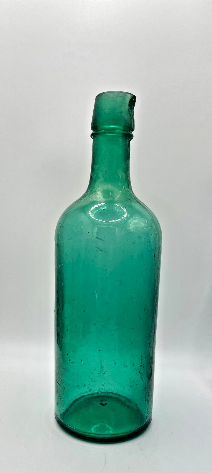 Teal Green Master Ink Bottle 1870 Applied Lip Hand Blown Privy Dug Writing