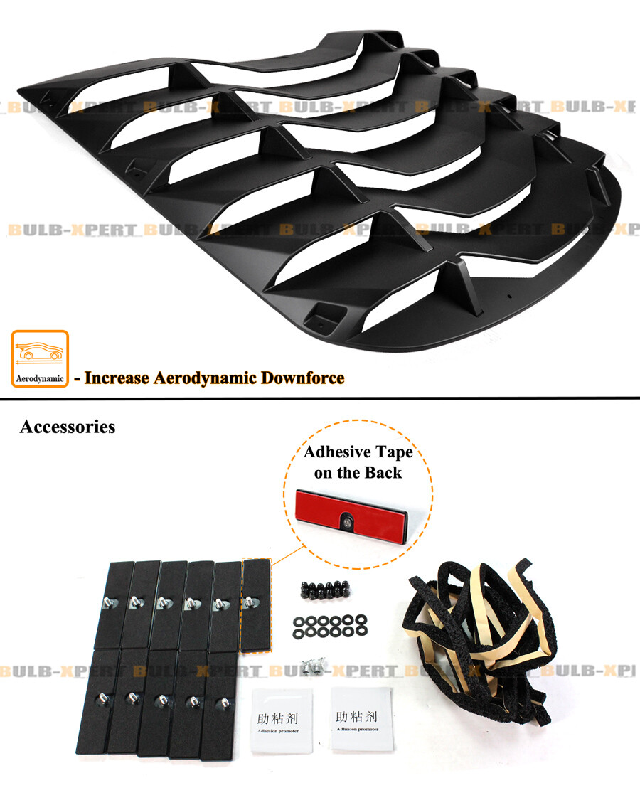 For 24-25 Ford Mustang AMPP 2pc Matte Black Rear Window Windshield Louver Cover