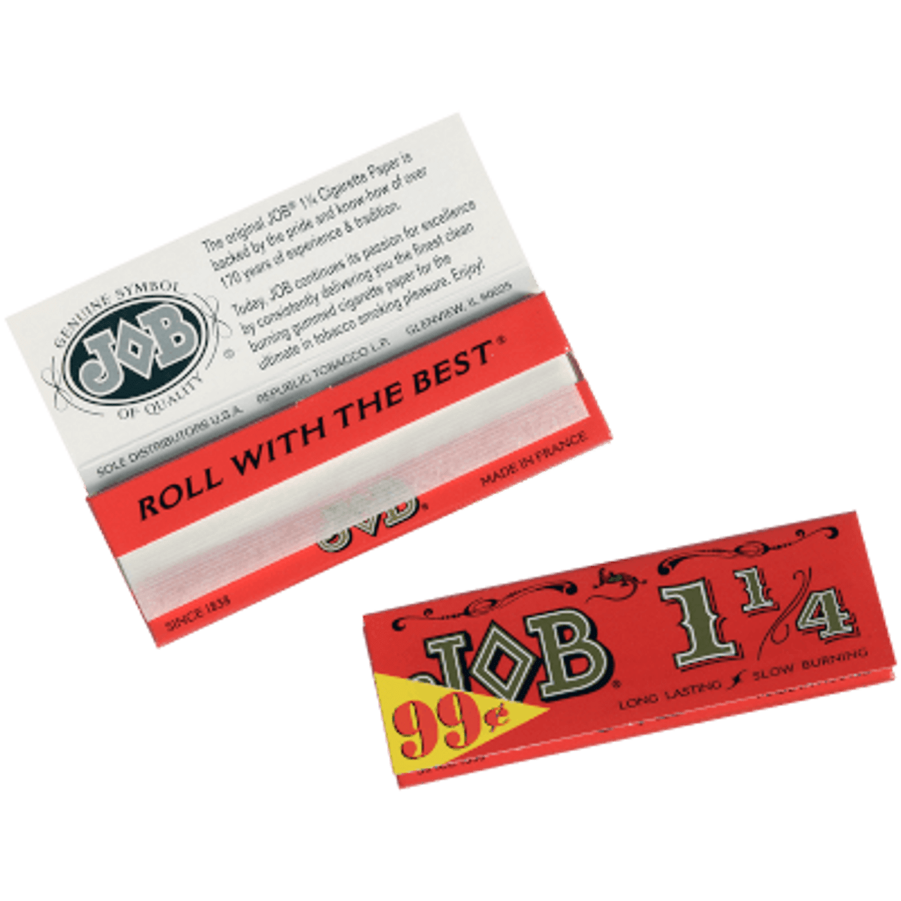 24 Packs JOB Rolling Papers 1 1/4 Orange Red Slow Burning Cigarette Papers