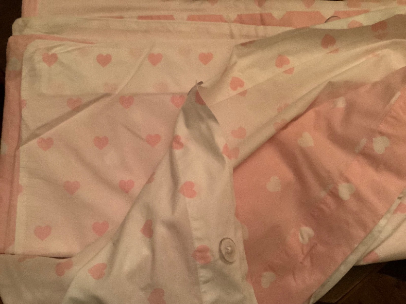 Pottery Barn Full/Queen Pink Hearts Duvet Cover with 2 Shams
