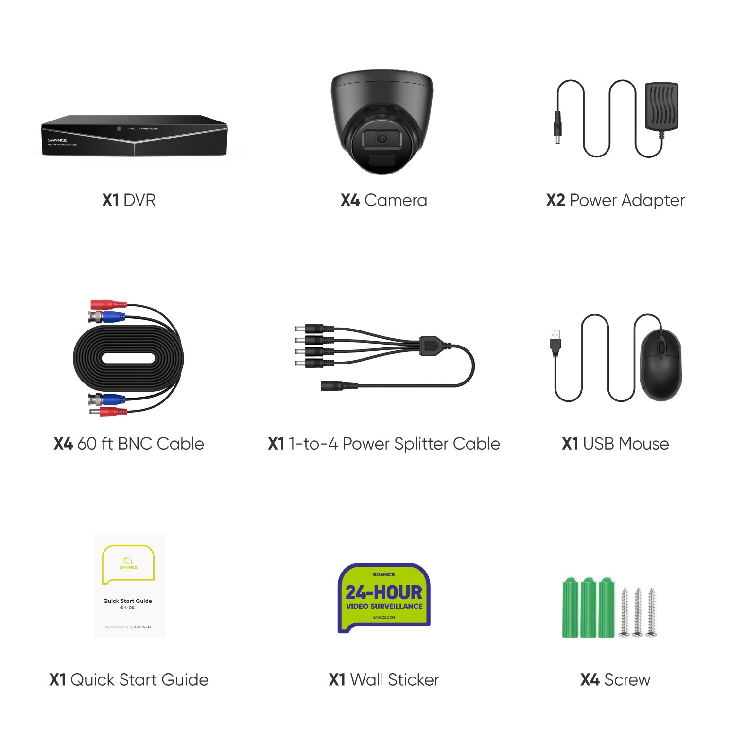 SANNCE 16CH 1080P Lite DVR 2MP Security Camera System Outdoor AI Human Detection