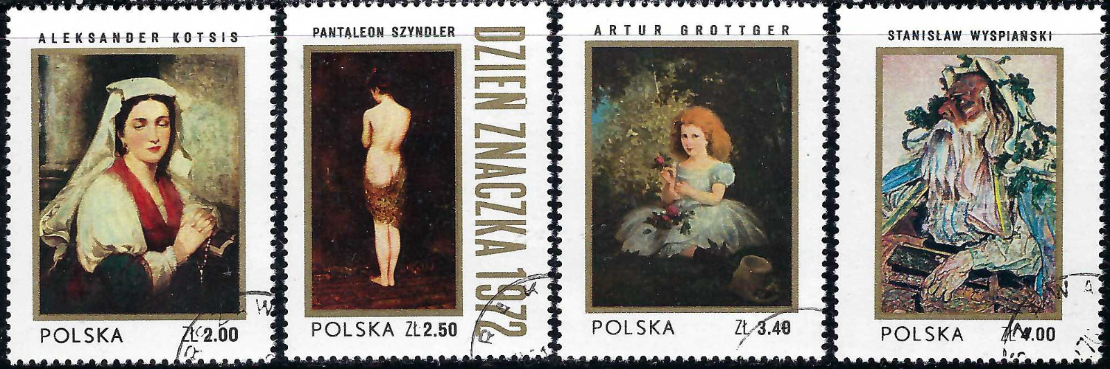 Poland 1972 8v. CTO NH • The Day of the Stamps • Paintings • Art • Artists