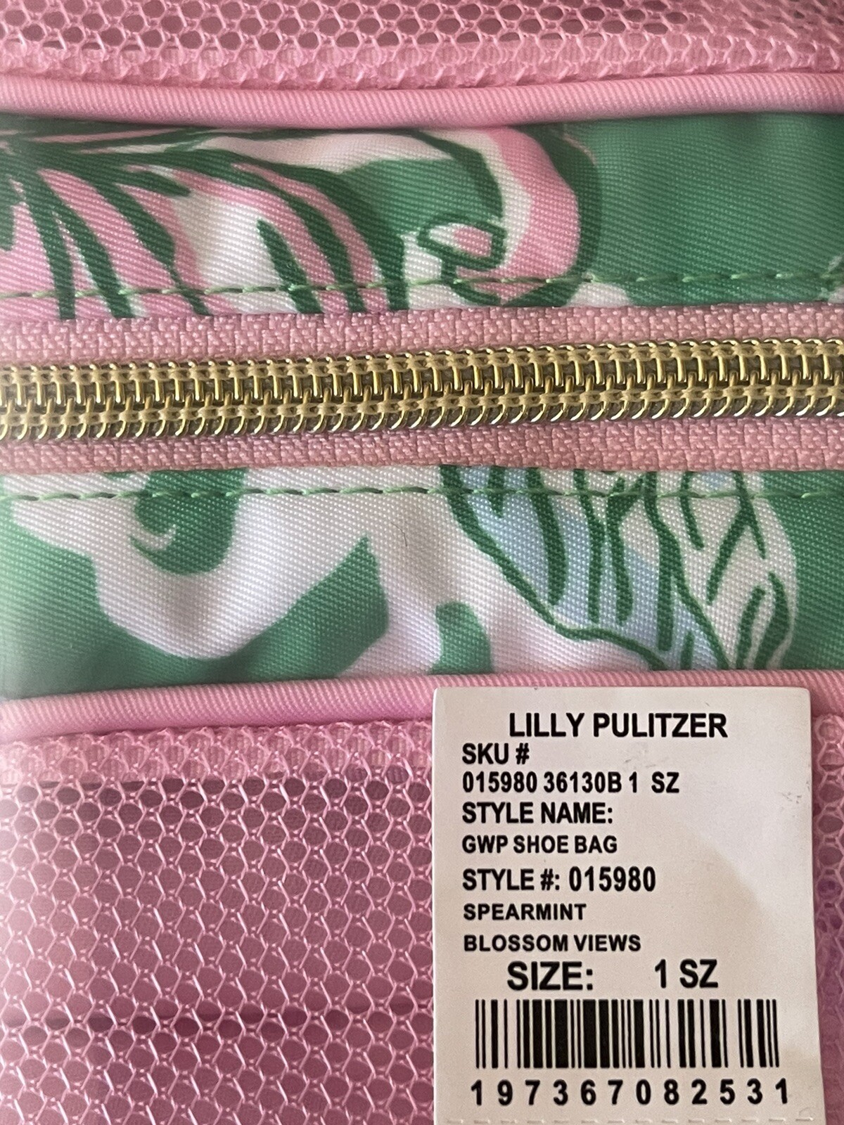 Lilly Pulitzer Spearmint BLOSSOM VIEWS SHOE BAG Travel Gym Zip CarryOn GWP NWT