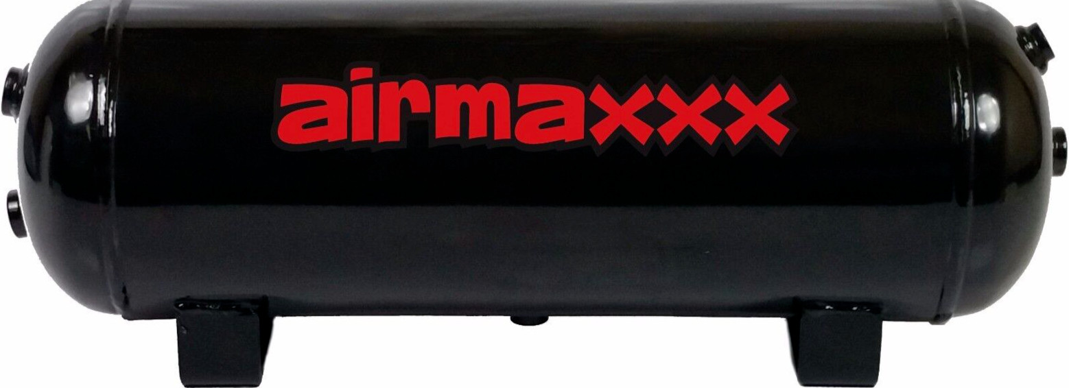 airmaxxx 3 Gallon 6-Port Steel Air Tank Black for Suspension Horn Compressor
