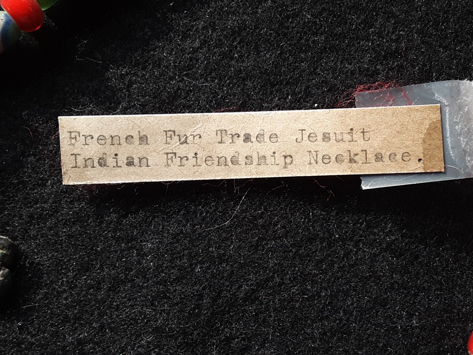 FRENCH BEAVER TAIL JESUIT CROSS, LEATHER STRUNG TRADE NECKLACE, WHA-0226*B266B