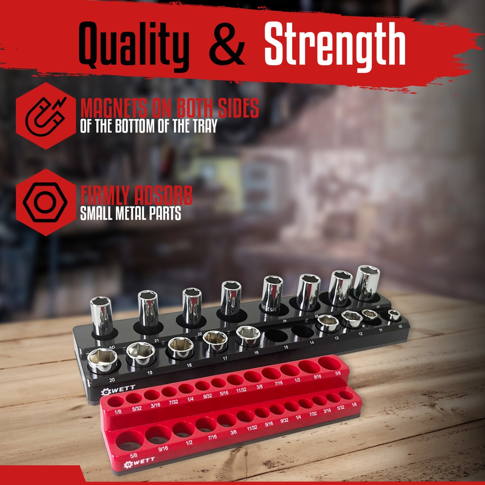 6-Piece Socket Holder Set, Magnetic Socket Organizer Set