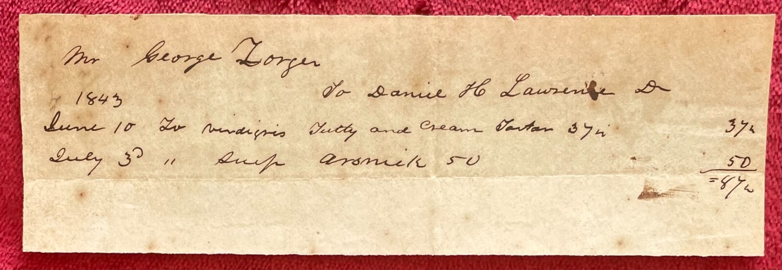 1832-1861 DOCTORS BILLS FOR DIFFERENT AILMENTS, TOOTH EXTRACTIONS & VACCINATIONS