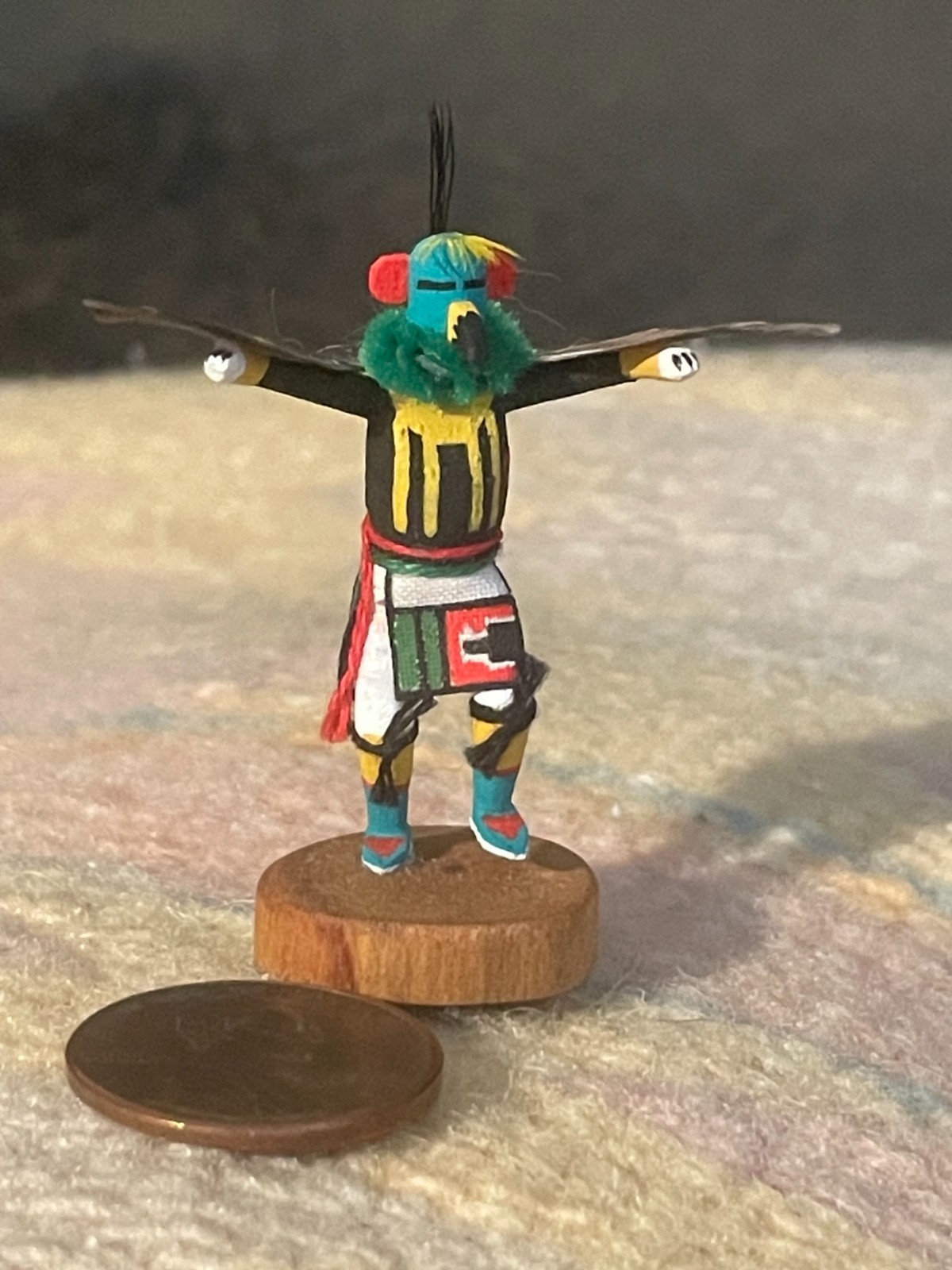 TINY ART-MINIATURE-NATIVE AMERICAN-KACHINA-SIGNED HOPI EAGLE '99-NEW CONDITION